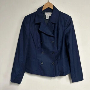 J. G. Hook Women’s Size‎ 8 Vintage Navy Blue Wool Blazer Double Breasted Career